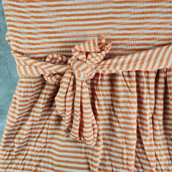 Women's BCBGMAXAZRIA Strapless Orange & White Striped Dress  Size M - Picture 6 of 11